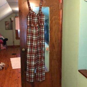 Orange and plaid jumpsuit